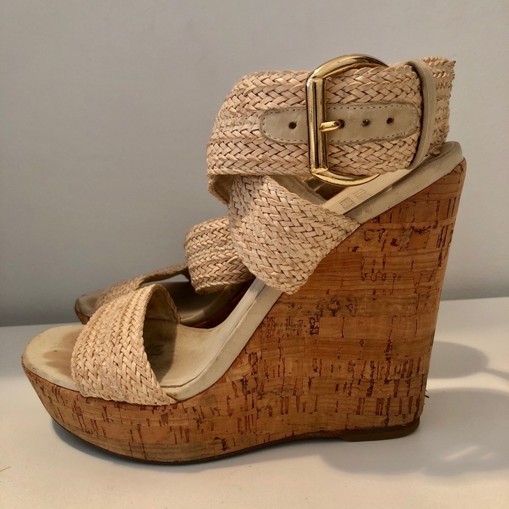Stuart Weitzman cork wedge sandals size 5.5